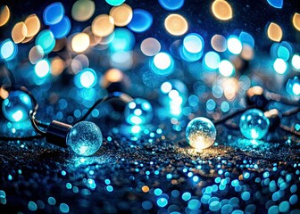 Black and Blue Glitter Vintage Lights - AI Photo