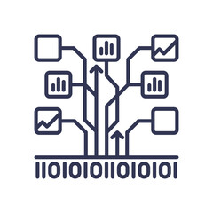 Data flow with charts and binary code, symbolizing flexible data structures.
