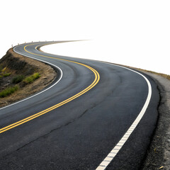 Fototapeta premium Endless Journey: Winding Two-Lane Road Vanishing into the Distance