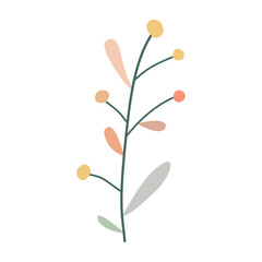 Branch with leaves and berries, isolated, vector illustration, design