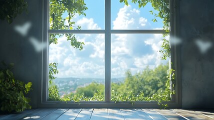 A clear window that has been separated and full of