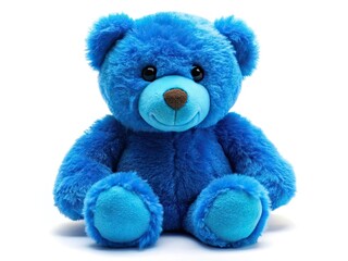 Obraz premium Blue Teddy Bear Macro Closeup White Background Low Angle