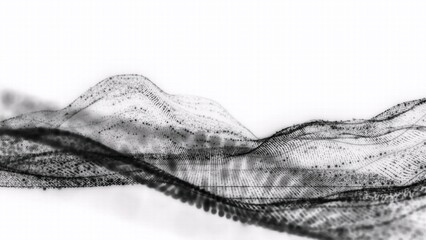 Abstract minimalist design with dark dots and flowing lines on light backdrop, dynamic texture, volumetric depth, modern elegance, subtle light play