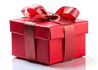 Obraz premium Bright Red Gift Box, Celebration, Birthday, Holiday Stock Photo