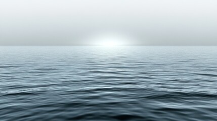 Obraz premium Calm ocean sunrise, hazy sky, peaceful scene, travel