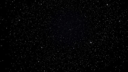 The dark night sky is studded with sparkling stars