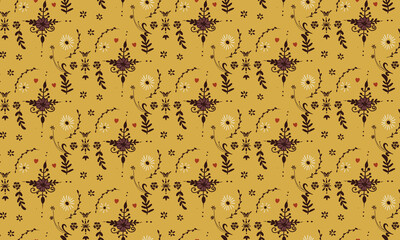 Seamless abstract  ethnic pattern on yellow background  design for fashion prints textile fabric and surfaces 