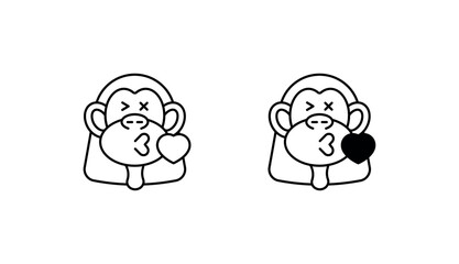 Ape kiss icon design with white background stock illustration