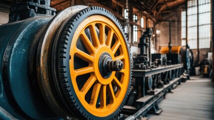 Fototapeta premium Factory machinery with detailed mechanical parts, surrounded by subtle shadows