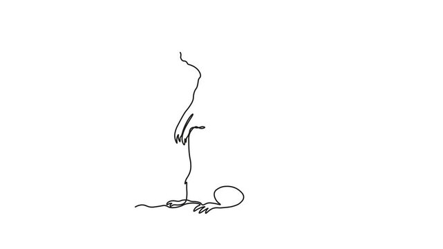 Abstract groundhog stands on its hind legs, Self drawing animation one continuous line draw, logo