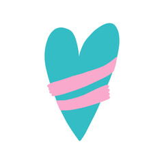 Doodle Colorful Heart Hug Sign. Simple Love Mascot Shape. Hand Drawn Vector Isolated Illustration