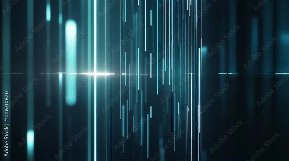 Aufkleber abstract glowing teal lines on a dark background creating a futuristic and digital feel