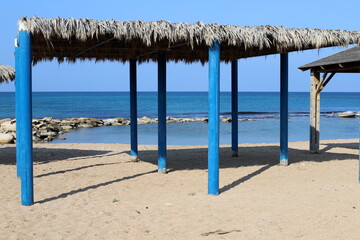 sunshade in city park on the seashore