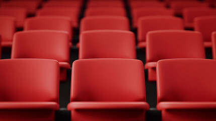 Obraz premium Red theater seats arranged in a neat, orderly manner.