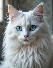 Enchanting White Cat Portrait