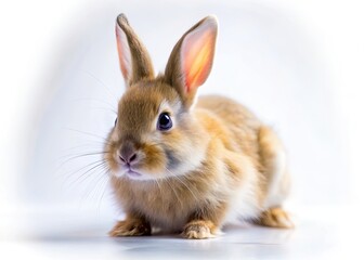 Obraz premium Cute Polish Rabbit Long Exposure, White Background, Copy Space