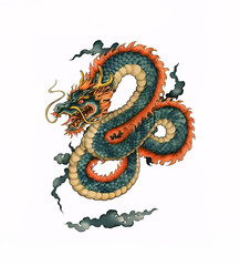 竜、龍、ドラゴンの水彩画