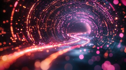 Glowing tunnel of swirling light particles.