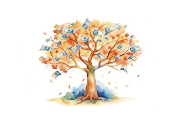Money tree concept for financial growth and abundance with copy space
