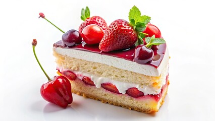 Delicious Strawberry Cake Slice - Mouthwatering Dessert Image