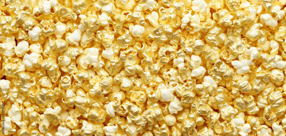 Aufkleber golden popcorn texture with mix of white and gold kernels, creating vibrant and appetizing visual. p