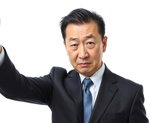 Disapproving Businessman Gesturing No in Suit