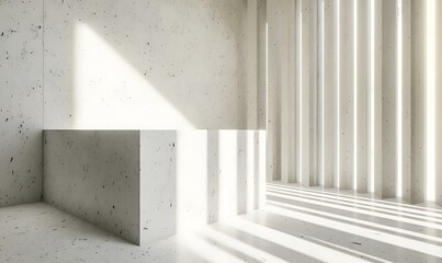 Fototapeta premium Sunlit Concrete Room Display Platform
