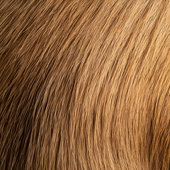 Fototapeta premium Close-up of light brown animal fur texture. Background shows no details. Possible use for product backdrop or design element