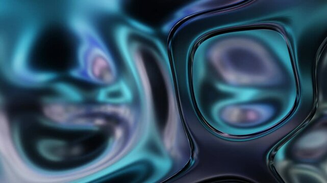Abstract fluid texture of swirling liquid chrome metal waves with motion light effect. Seamless looping video. 4k psychedelic hypnotic graphics dynamic dark holographic background