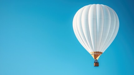 Fototapeta premium Trust confidence and transparency, A serene image of a white hot air balloon soaring against a clear blue sky, evoking a sense of freedom and adventure.
