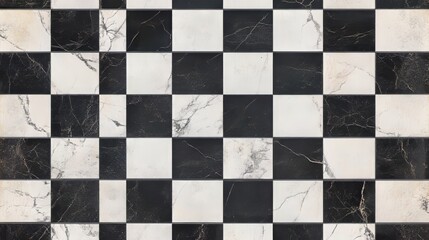 Fototapeta premium Classic black-and-white checkered chessboard pattern, seamless and bold. 