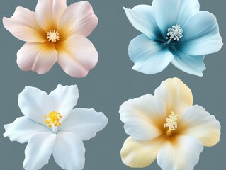 Fototapeta premium Elegant Flower Arrangement Set: Six Photorealistic Floral Compositions with Texture Variations, Perfect for Advertising, Brochures and High-End Marketing Materials