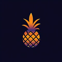 Obraz premium Pineapple logo on black isolated background