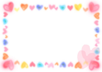 Fototapeta premium 手描きぼかしのハート枠線