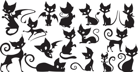 Set kittenes. Hand drawn vector illustration