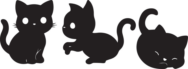 Set kittenes. Hand drawn vector illustration