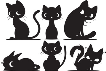 Set kittenes. Hand drawn vector illustration