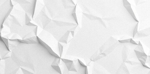 Fototapeta premium Crumpled white poster, uneven surface Intense creases and shadows , texture, blank, creased