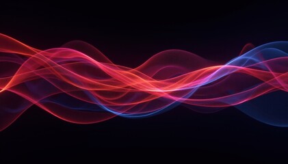 Intertwined, luminous streaks across black canvas, night sky, glowing