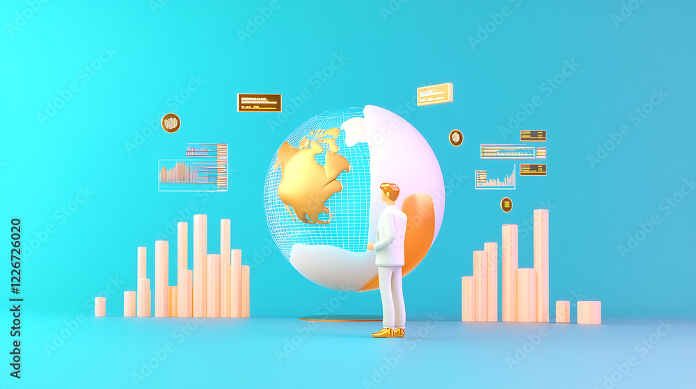 Aufkleber global business insights virtual environment infographic data visualization professional setting ana