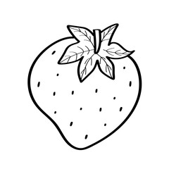 Strawberry sketch icon. Vector illustration of cartoon strawberry berry with leaves, doodle style. Isolated on white.