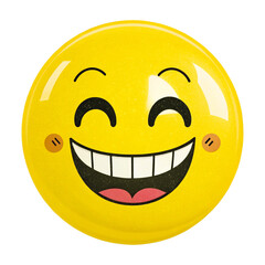 Fototapeta premium 3D Yellow Smiley Emoji with Big Grin and Glossy Surface