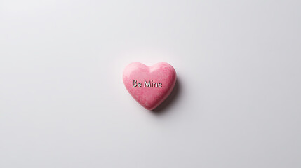 Celebrating love a heart-shaped pink candy minimalist background romantic theme close-up view sweet gesture