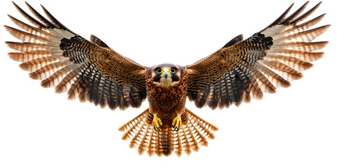 A stunning close-up of a peregrine falcon in mid-flight.