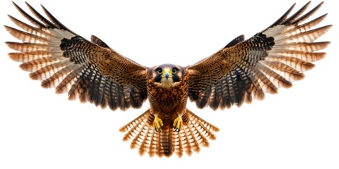 A stunning close-up of a peregrine falcon in mid-flight.