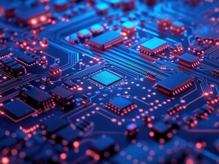 Obraz premium High-Resolution Close-Up of Electronic Circuit Board
