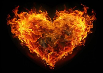 Drone Shot: Colorful Heart Flame on Black Background