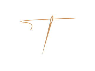 Letter T taylor with needle design vector illustration on transparent background