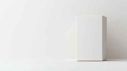 Minimalist design showcases sleek white refrigerator against pla