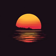Sunset logo on black isolated background